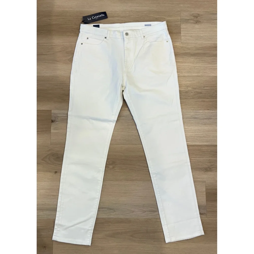 La Catenella Off-White Women's Jeans size 36W Straight Leg - Casual‎